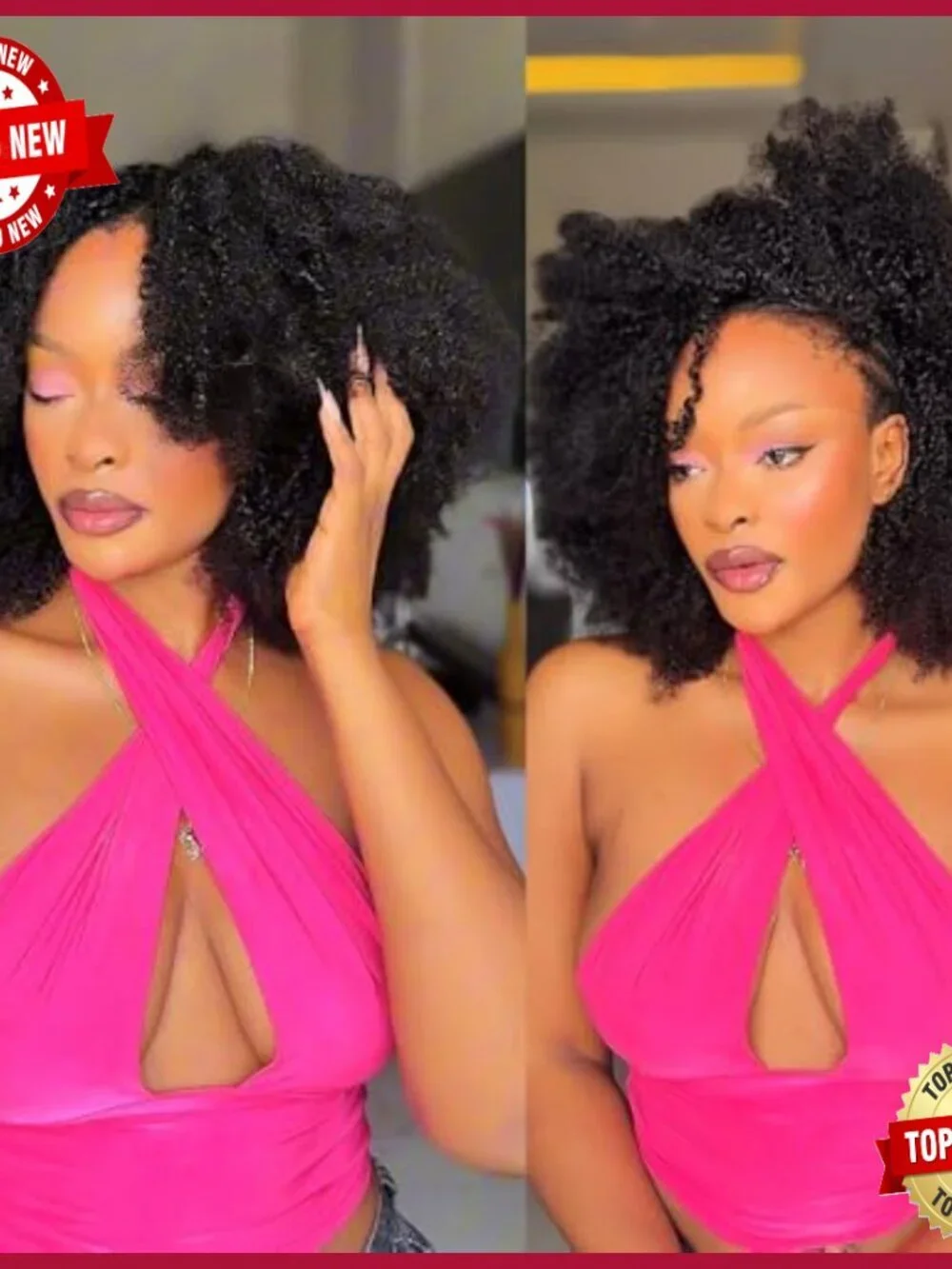 16 Inch Human Hair Extensions Pre-Separated Crochet Kinky Curly Reusable